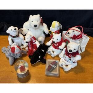 Vintage Coca Cola Coke Lot of 11 Collectible Plush and Toys READ DETAILS